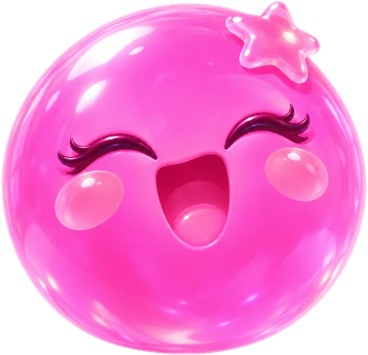 Diva, a bright pink Nebble with long lashes, singing