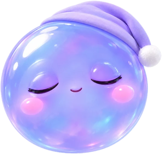 Dozy, an indigo Nebble in a nightcap, sleeping