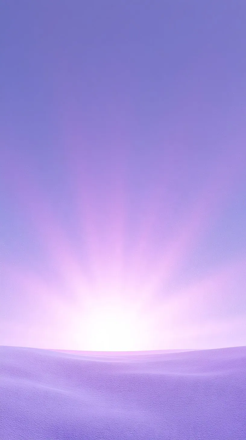 A lilac sky with a soft white sunrise at the horizon