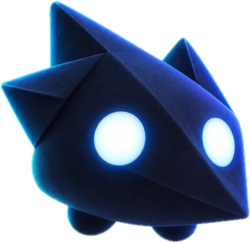 The Dart, a sharp folded-paper spark with blue eyes