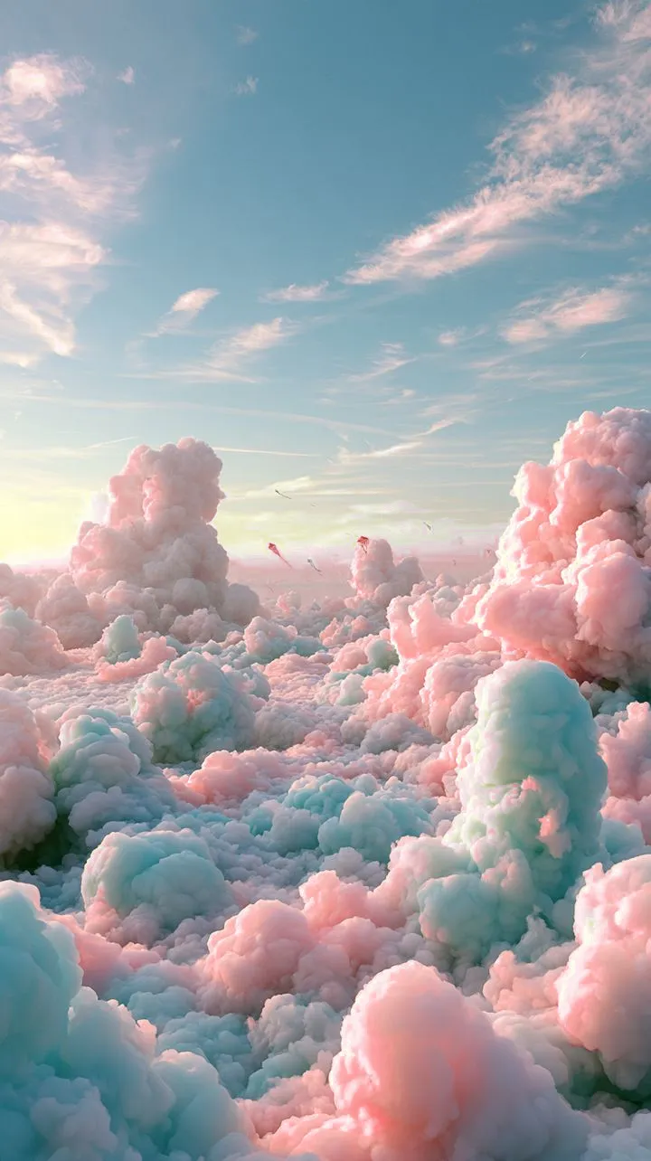 Pink and teal clouds under a pale blue dawn sky