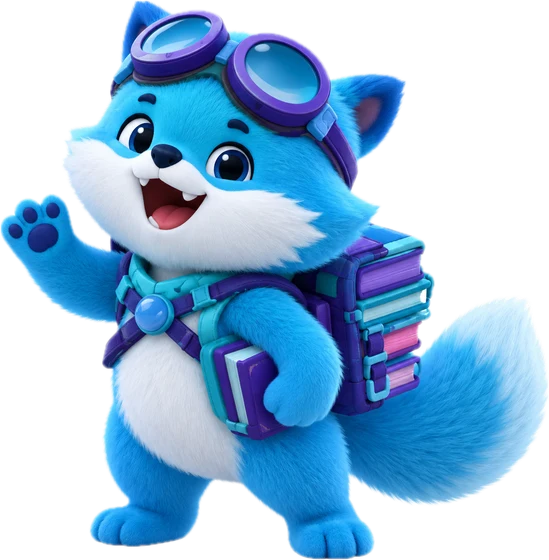 Blink the blue fox waving hello